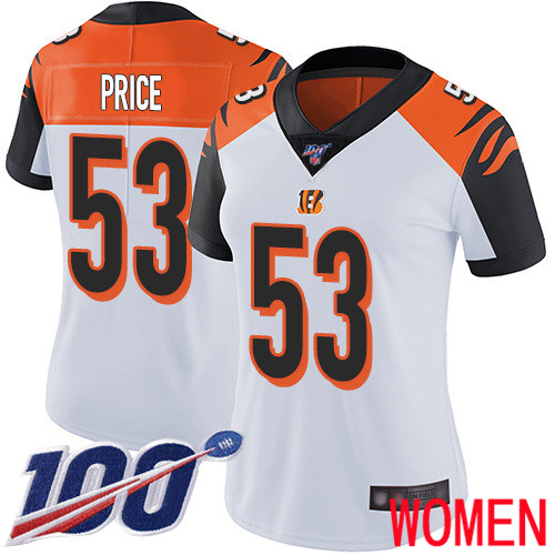 Cincinnati Bengals Limited White Women Billy Price Road Jersey NFL Footballl 53 100th Season Vapor Untouchable